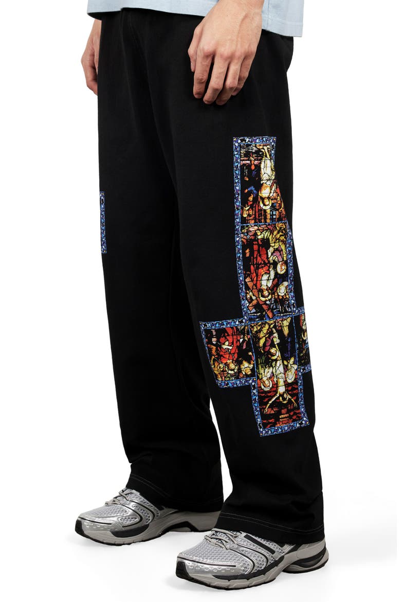 Blasphemy Print Straight Leg Drawstring Sweatpants, Alternate, color, BLACK
