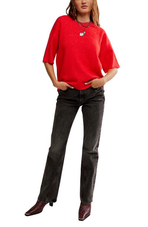 Free People Margot Oversize Short Sleeve Sweater In Red