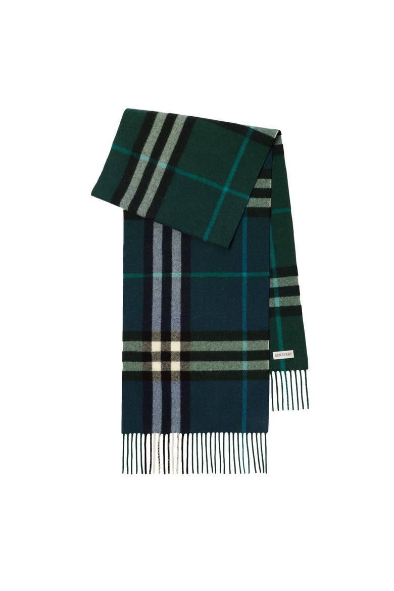 Gradient Check Cashmere Scarf, Main, color, Ink blue