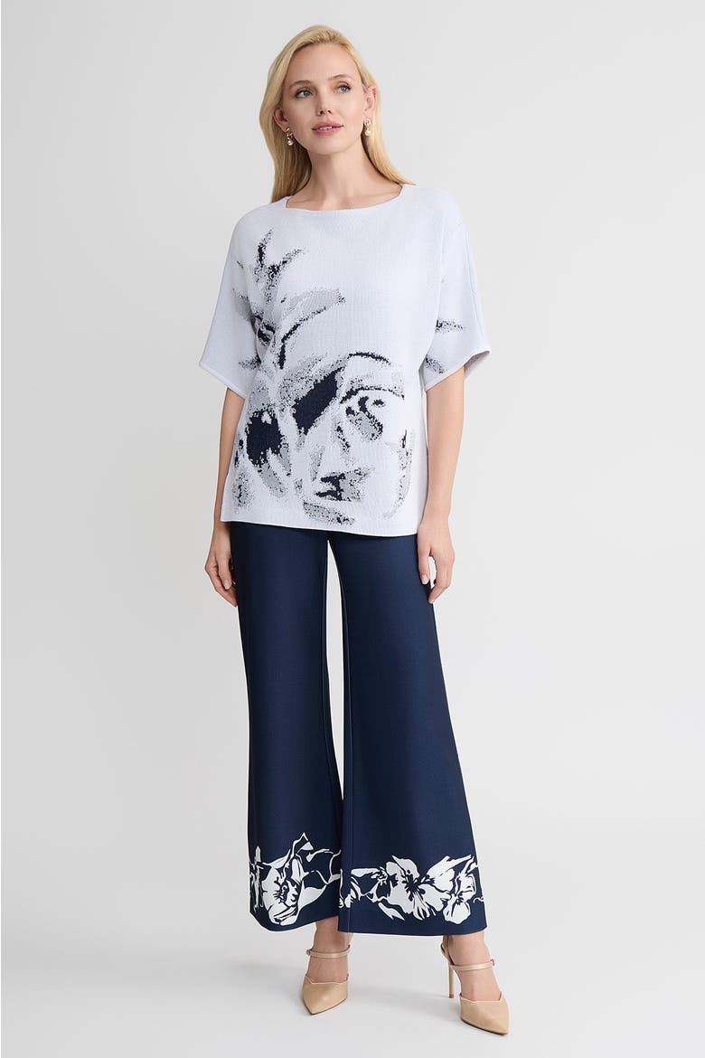 Abstract Print Soft Knit Tunic, Alternate, color, White/Indigo