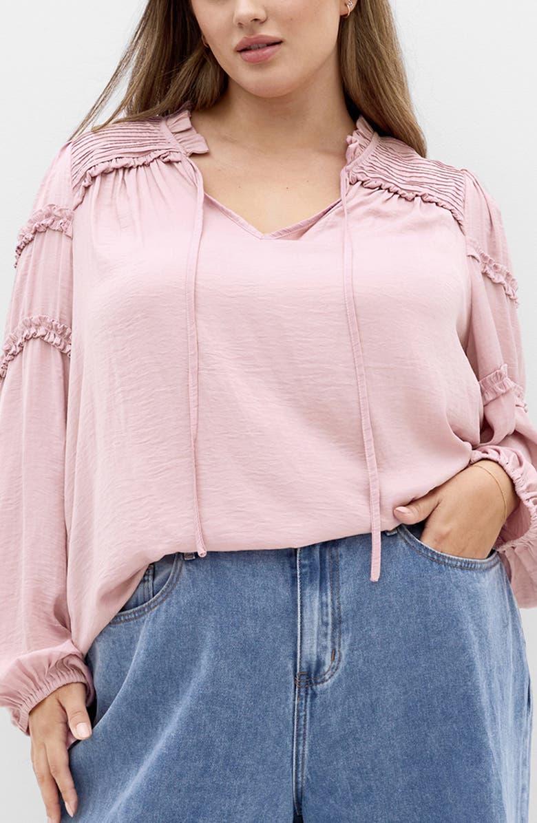 City Chic Drama Queen Ruffle Top, Main, color, Soft Rose