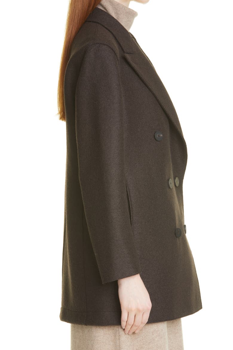Pressed Wool Peacoat, Alternate, color, DARK BROWN