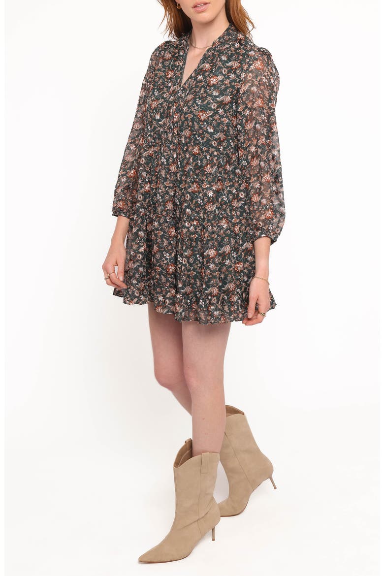 Jinny Floral Print Dress, Alternate, color, DARK GREEN/ MULTI