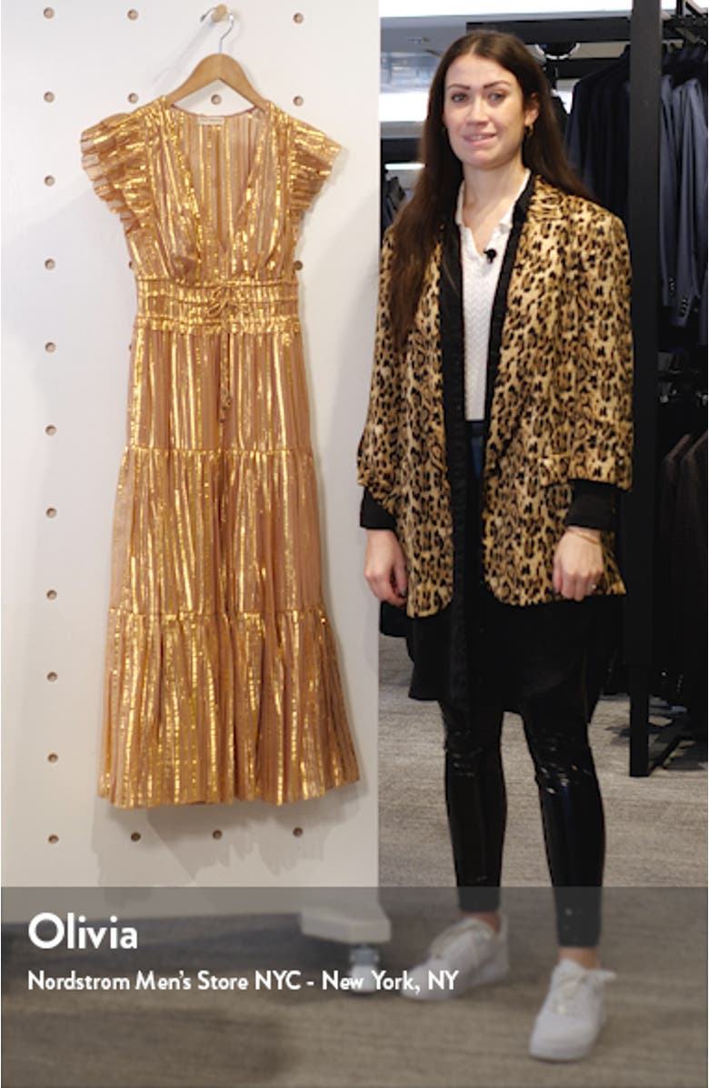 Justyne Metallic Stripe Silk Blend Maxi Dress, sales video thumbnail
