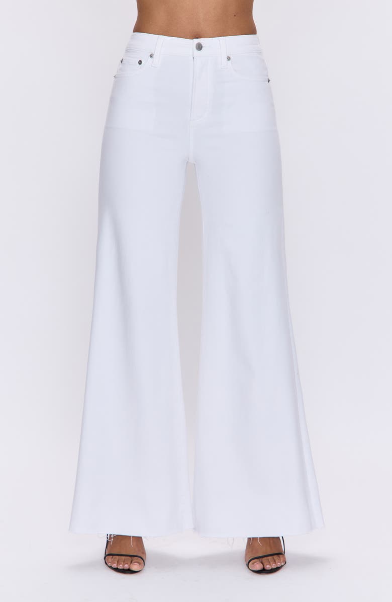 Pistola Izzy High Waist Raw Hem Wide Leg Jeans, Main, color, Vivid White