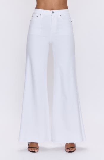 Pistola Izzy High Waist Raw Hem Wide Leg Jeans In White
