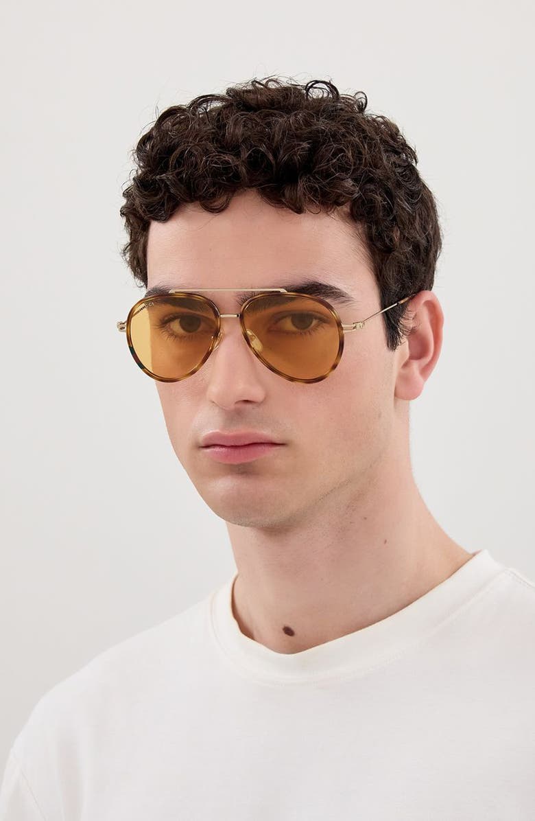 Gucci 56mm Navigator Sunglasses, Alternate, color, Havana