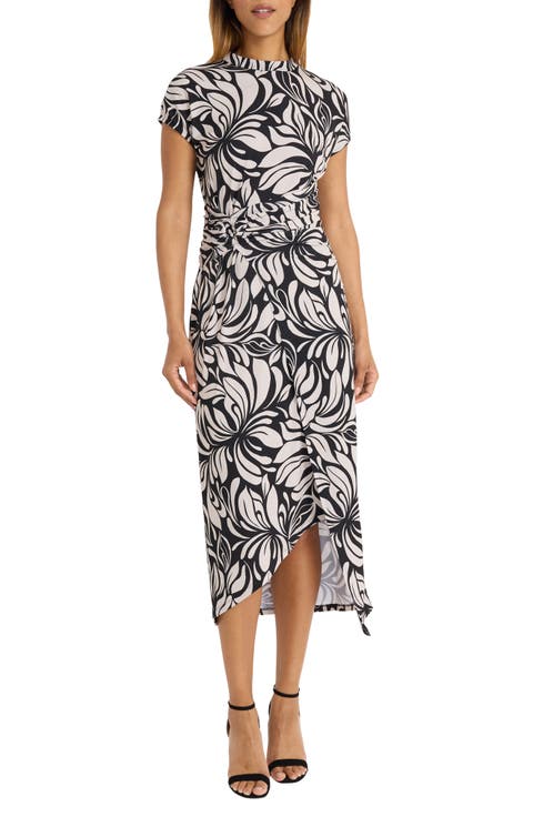 Leaf Asymmetric Midi Dress