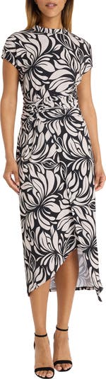 DONNA MORGAN FOR MAGGY Leaf Asymmetric Midi Dress | Nordstromrack