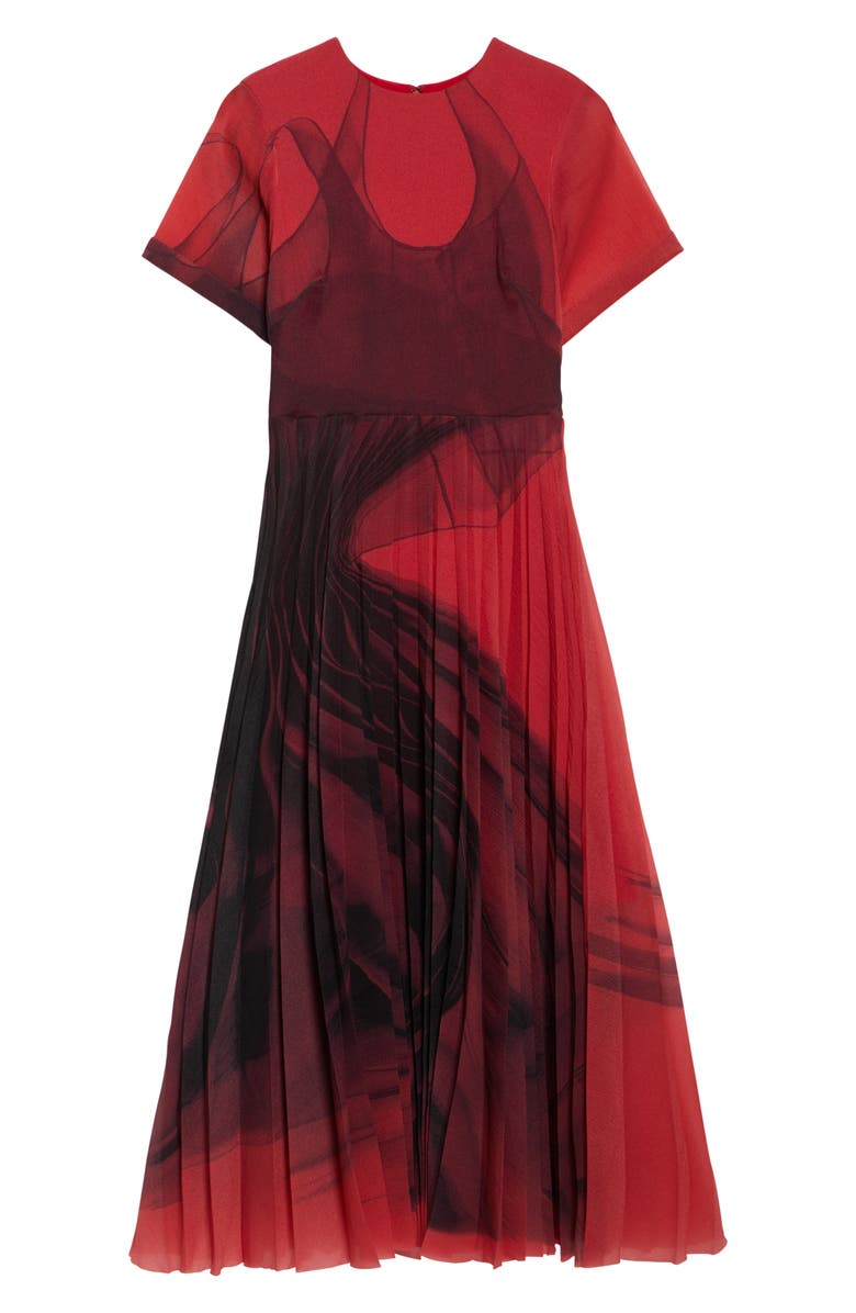 Jason Wu Collection Dancing Pleat Pleated Shift Dress, Alternate, color, Red/ Black Multi