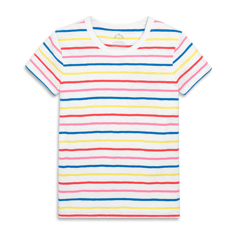 Adult Classic Slub Crewneck Multi-Stripe Tee (Women's Fit)