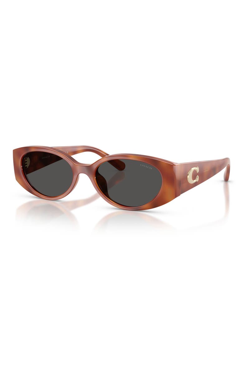 54mm Oval Sunglasses, Alternate, color, CARAMEL TORTOISE / GREY SOLID