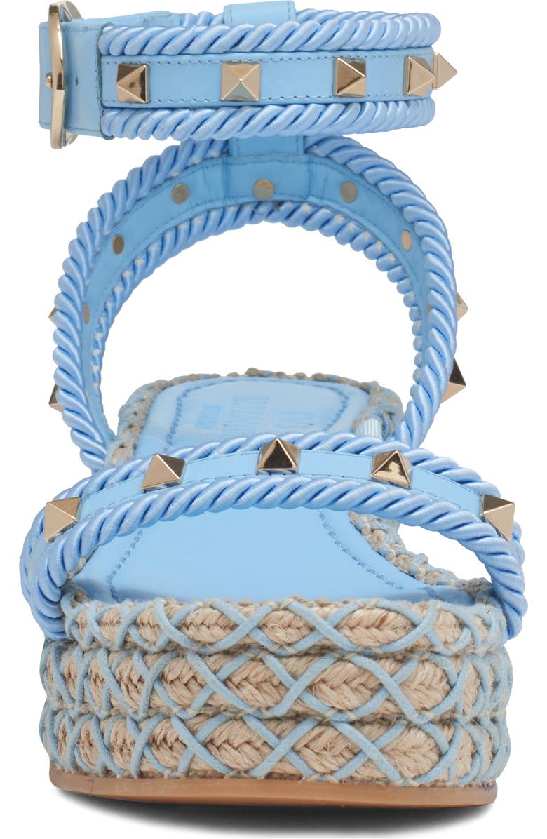 Valentino Garavani Rockstud Espadrille Wedge Sandal, Alternate, color, Light Blue/ Navy