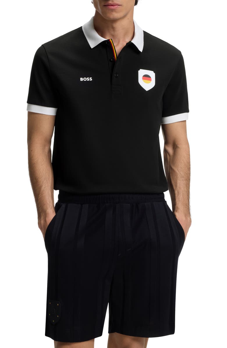 BOSS Lux Paddy Cotton Polo, Main, color, Germany/ Black