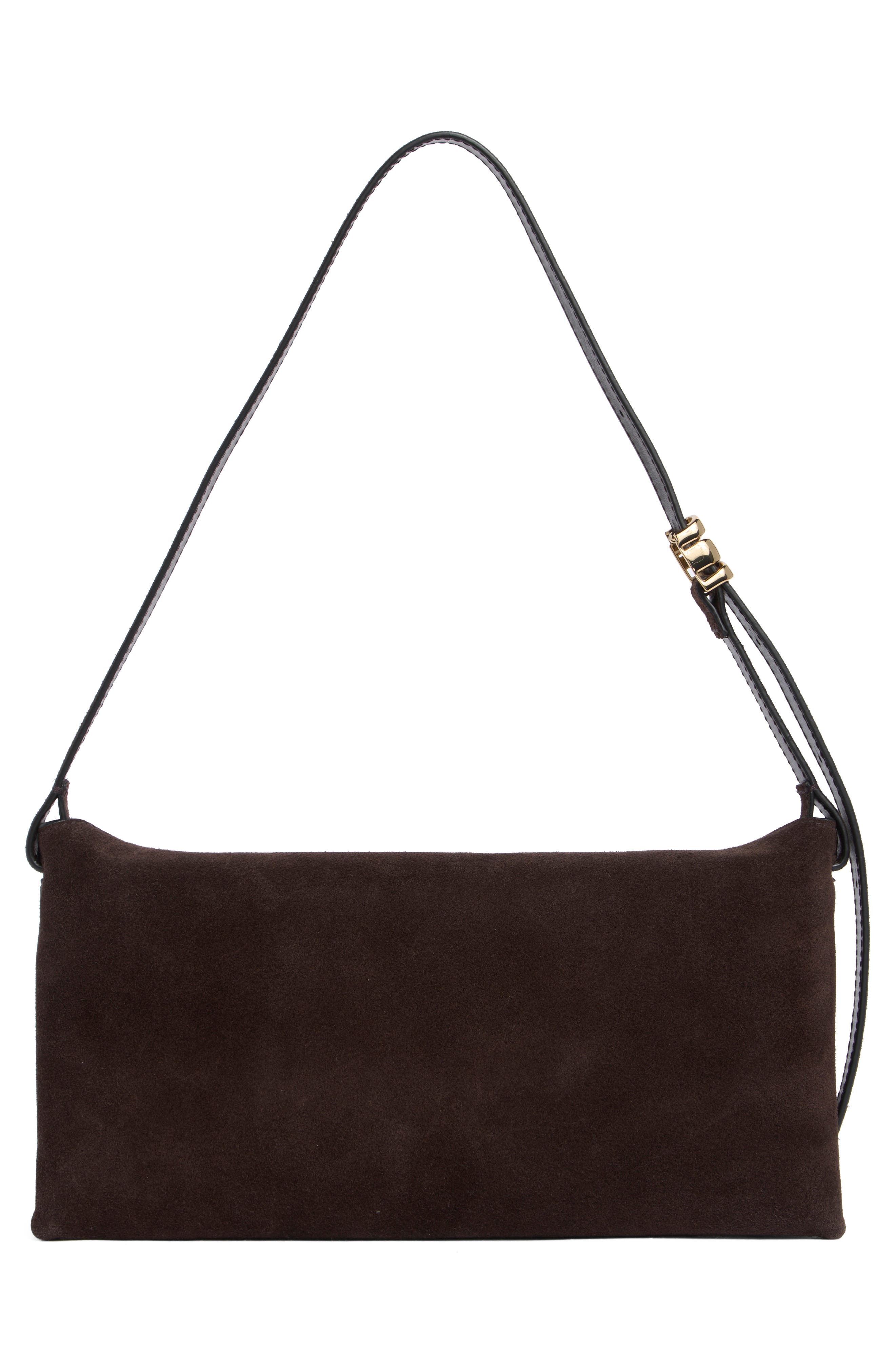 Madewell The Date Night Suede Shoulder Bag, Alternate, color, Dark Carob