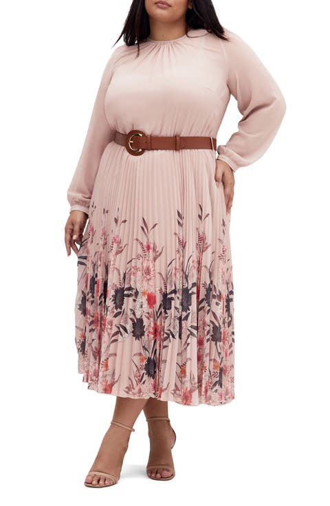 Love Pleat Border Midi Dress
