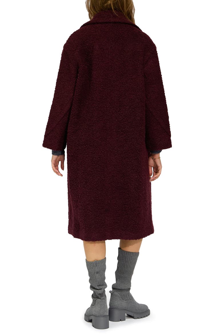Winter Valley Double-breasted Cocoon Coat, Alternate, color, BURGUNDY