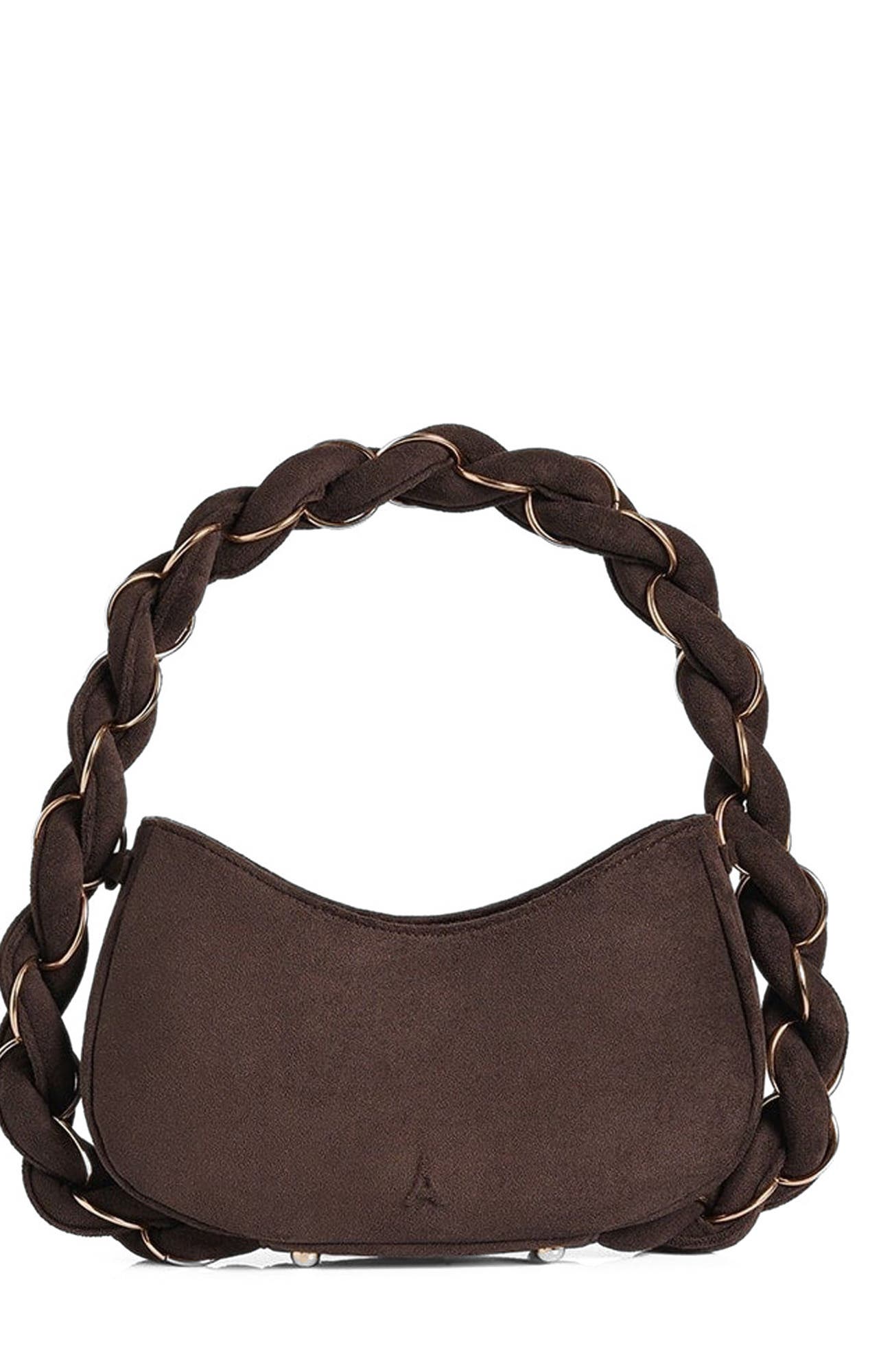 Manière De Voir Somme Suede Handbag, Main, color, Brown