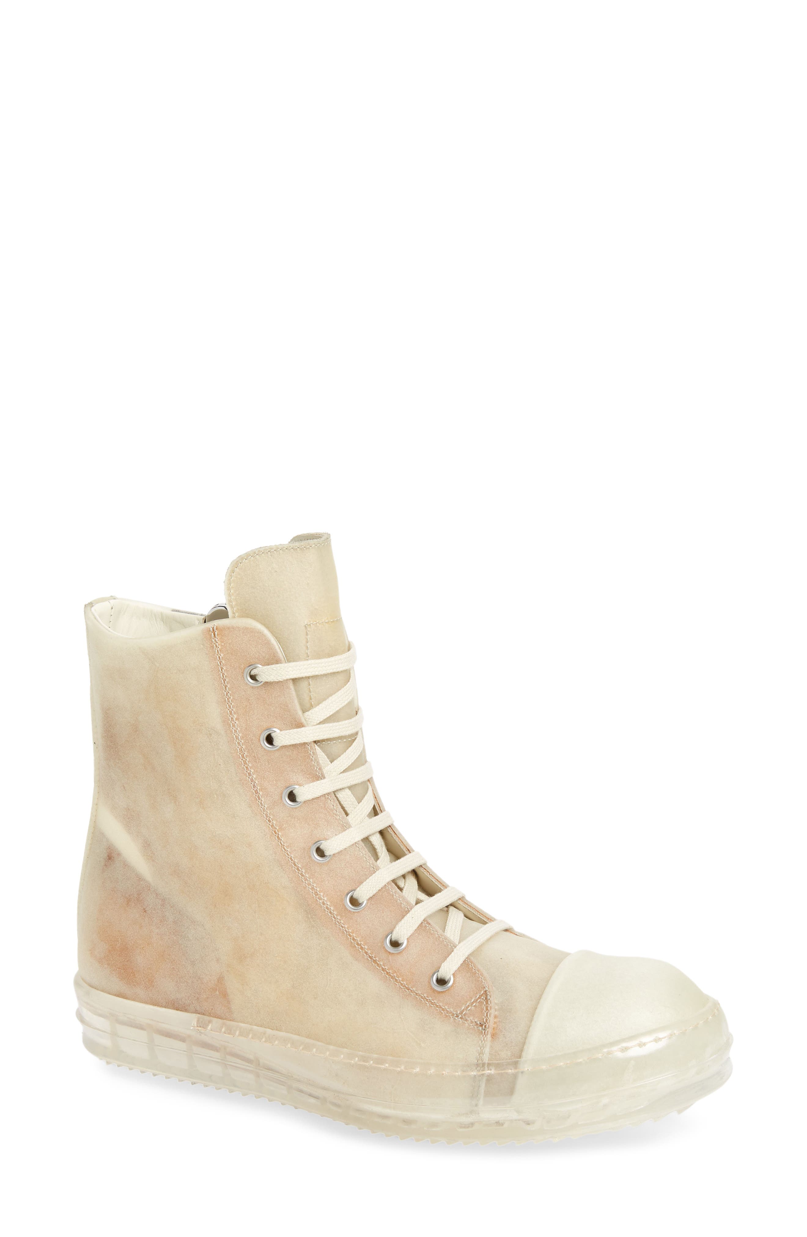 Rick Owens Clear Sole High Top Sneaker, Main, color, 