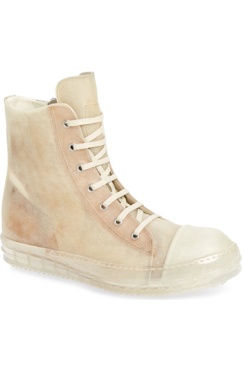 Rick Owens Clear Sole High Top Sneaker, Main, color,