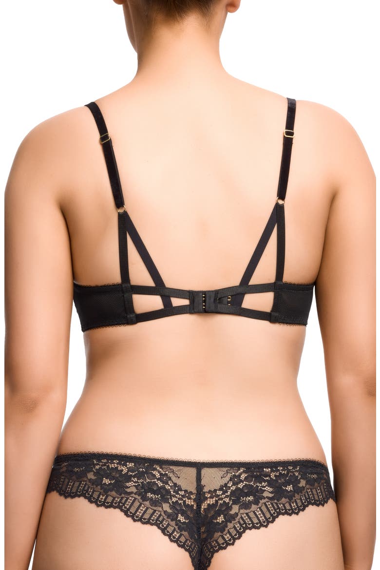 Floradora Underwire Balconette Bra, Alternate, color, BLACK