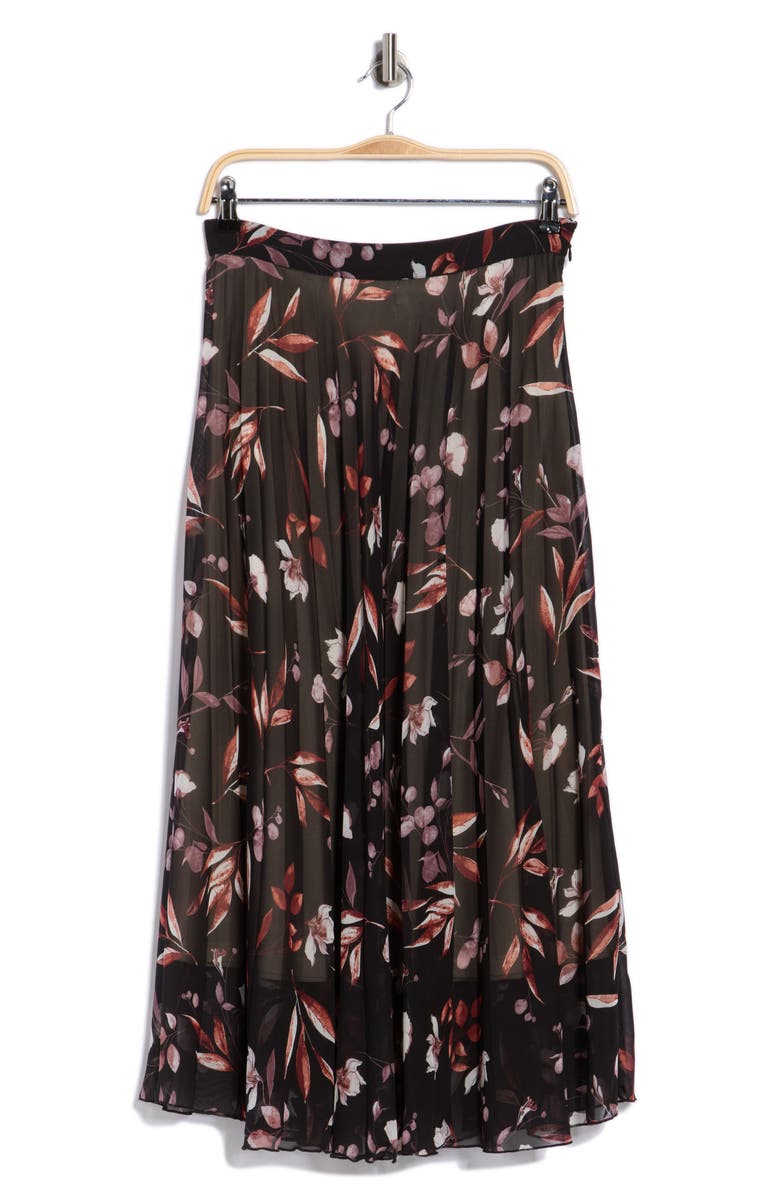 Joie Floral Pleated Midi Skirt, Main, color, Black Multi