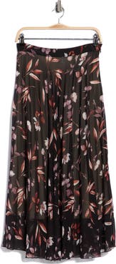 Joie Floral Pleated Midi Skirt