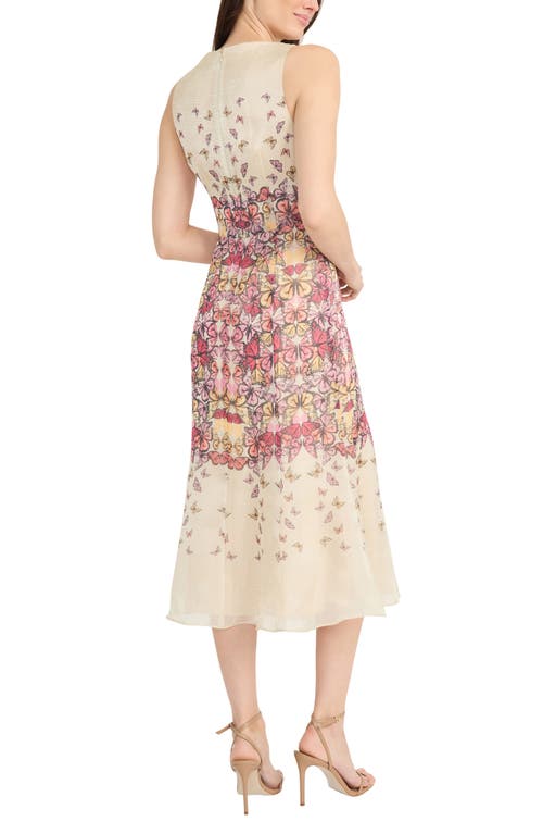 Maggy London Butterfly Print Sleeveless Midi Dress In Multi