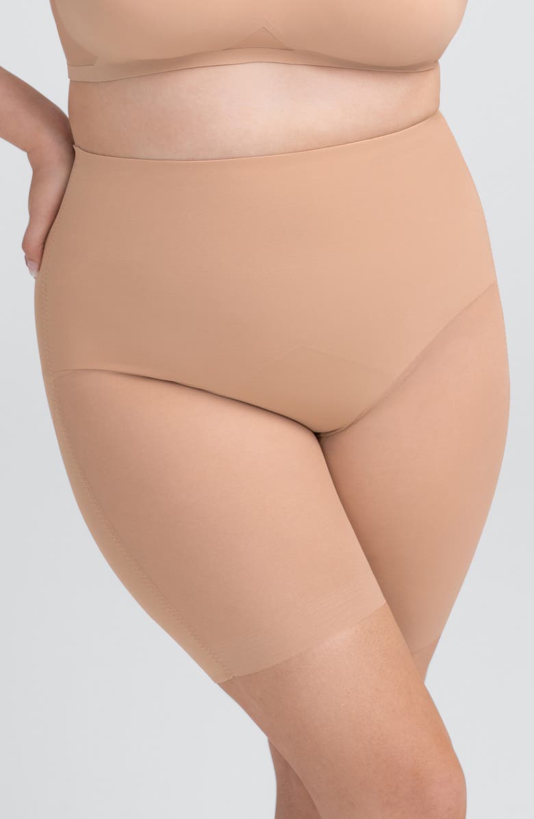 Honeylove Mid Waist Shorts, Alternate, color, Sand