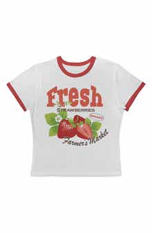 Fresh Strawberries Graphic Ringer T-Shirt