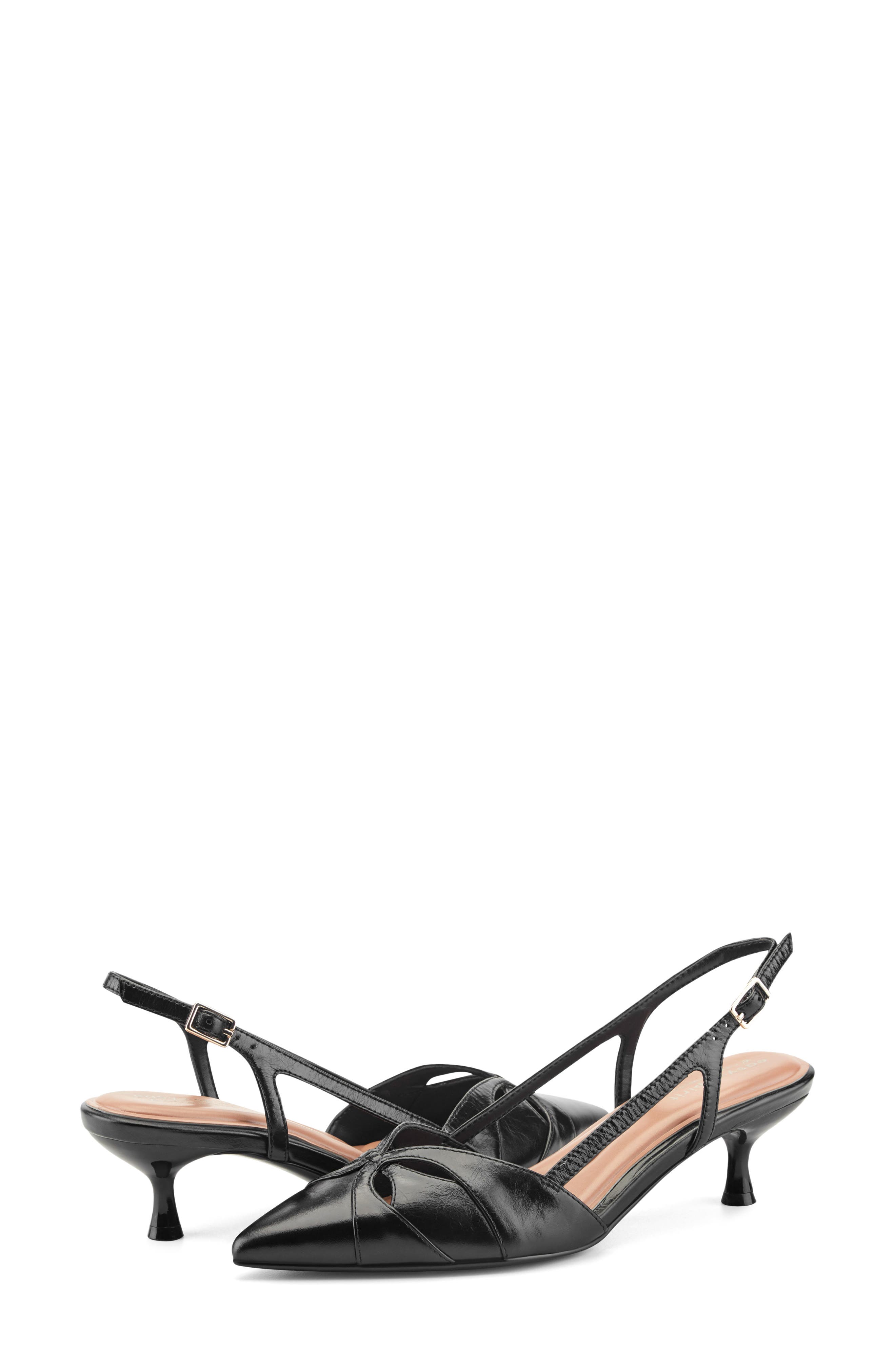 Kaisley Pointed Toe Slingback Pump, Alternate, color, BLACK