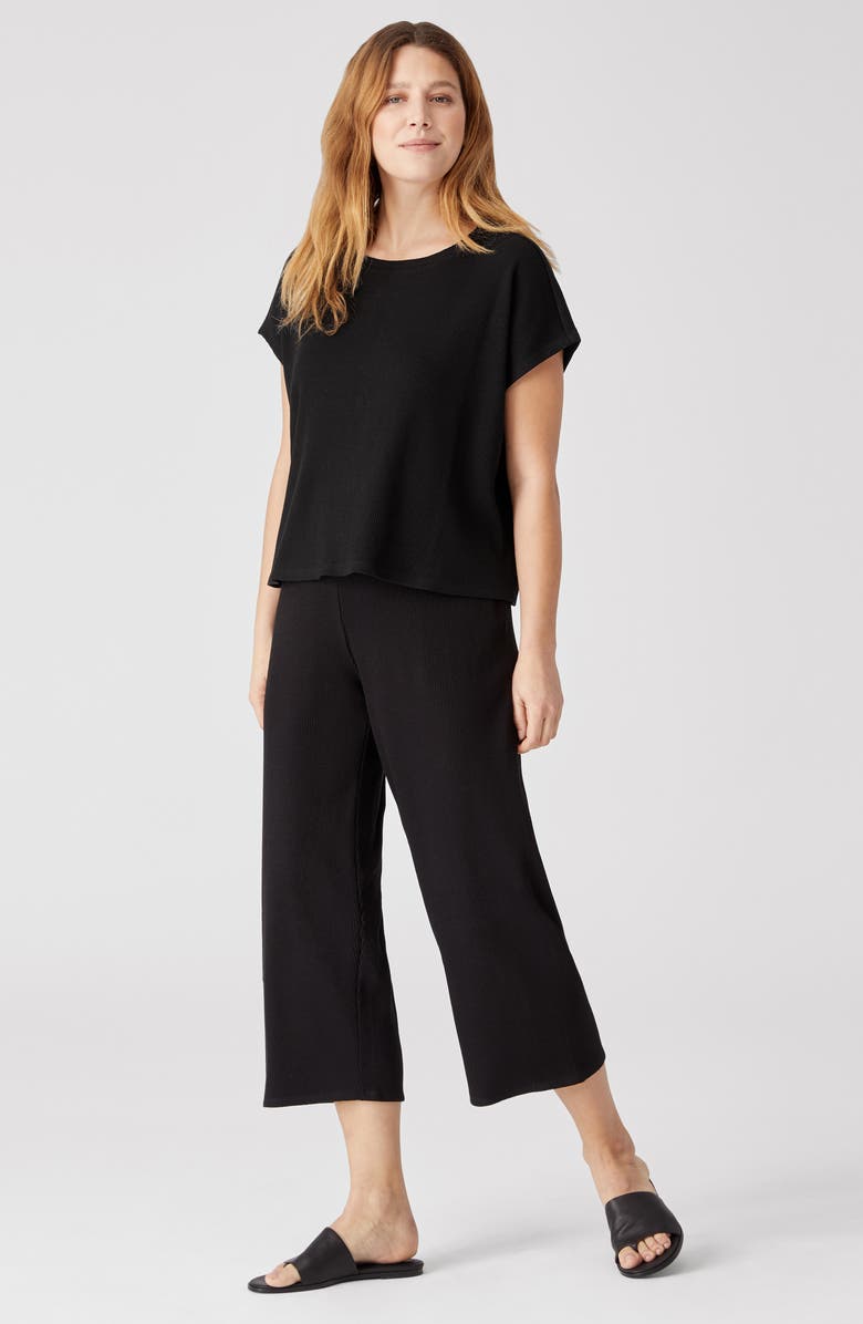 Eileen Fisher Rib Straight Leg Crop Pants, Alternate, color, 