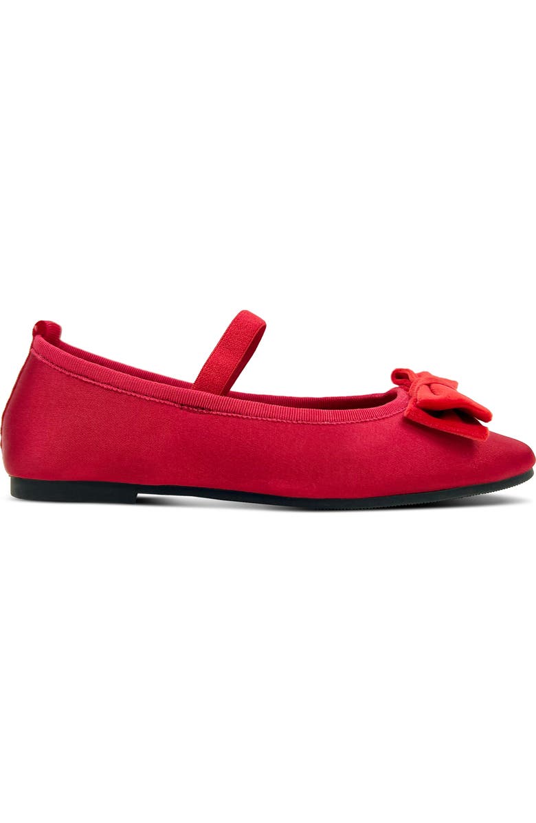 Yosi Samra Kids' Miss Emory Satin Mary Jane Flat, Main, color, Red Satin / Velvet Bow