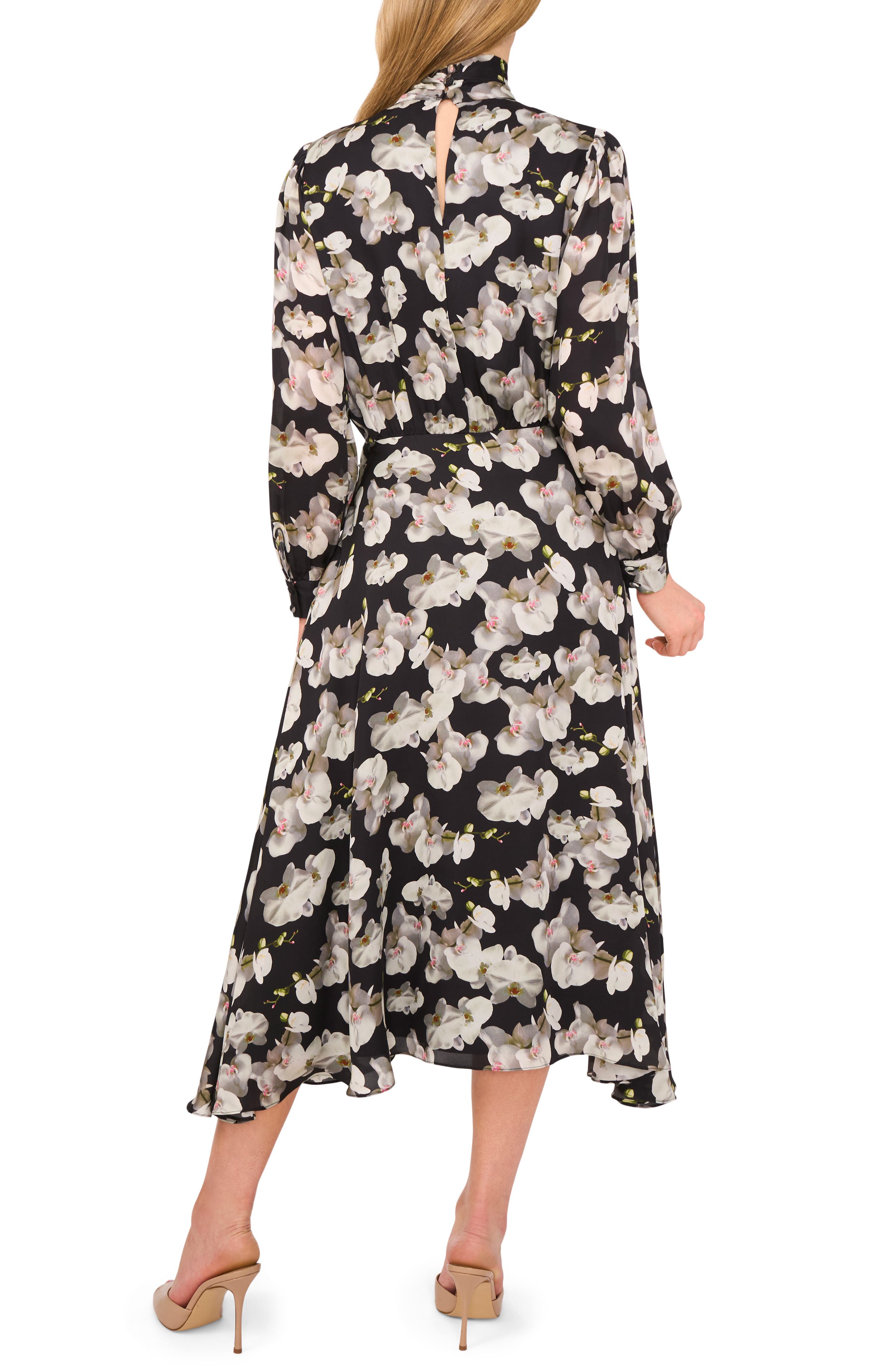 Floral Tie Neck Long Sleeve Dress - image 2