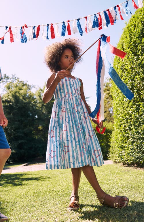 Shop Mini Boden Kids' Remy Stripe Star Embroidered Cotton Button-up Sundress