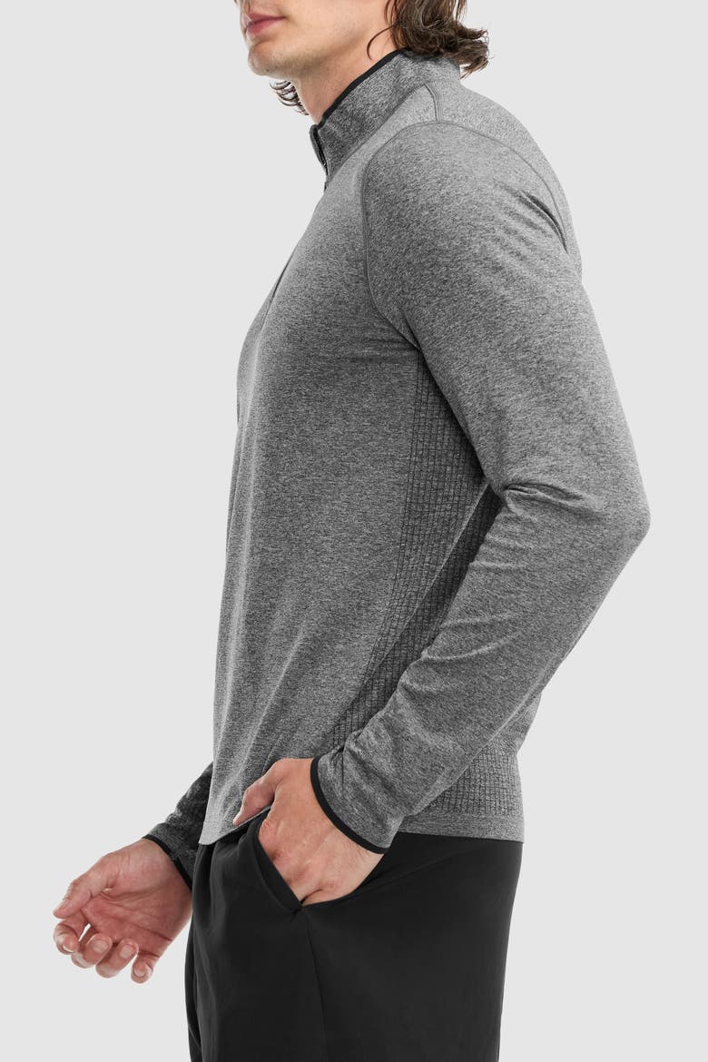 Seamless Melange 1/4 Zip Long Sleeve, Alternate, color, Black