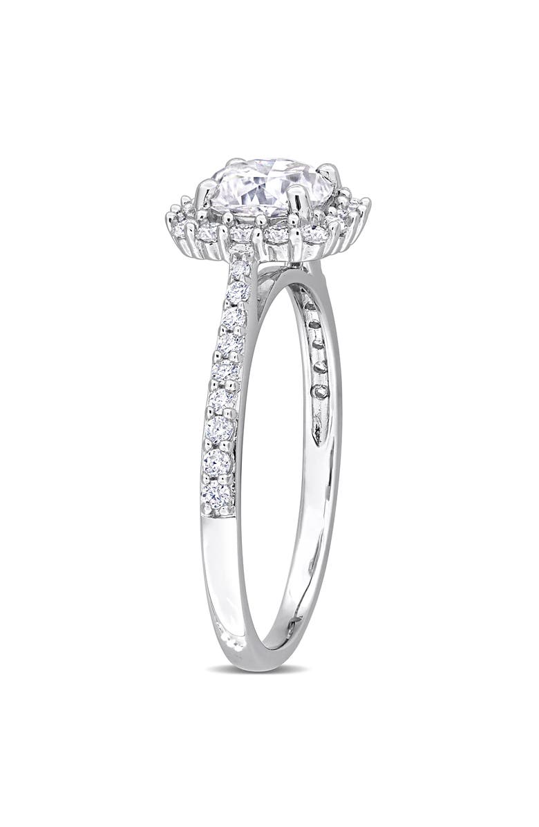 DELMAR Sterling Silver Cushion Cut Lab Created Moissanite Halo Ring, Alternate, color, Silver