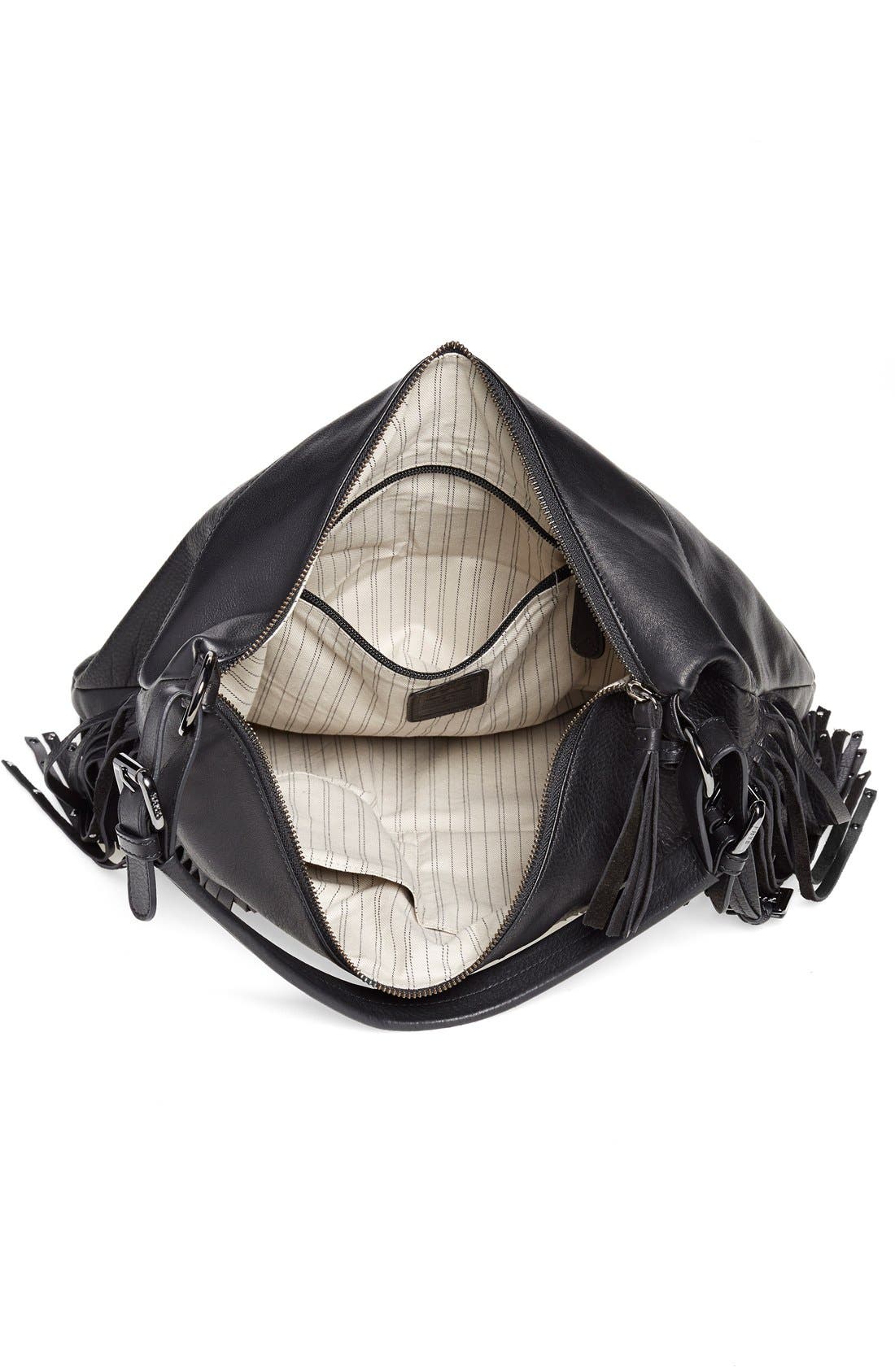 'Heidi' Studded Fringe Hobo, Alternate, color, BLACK STUD
