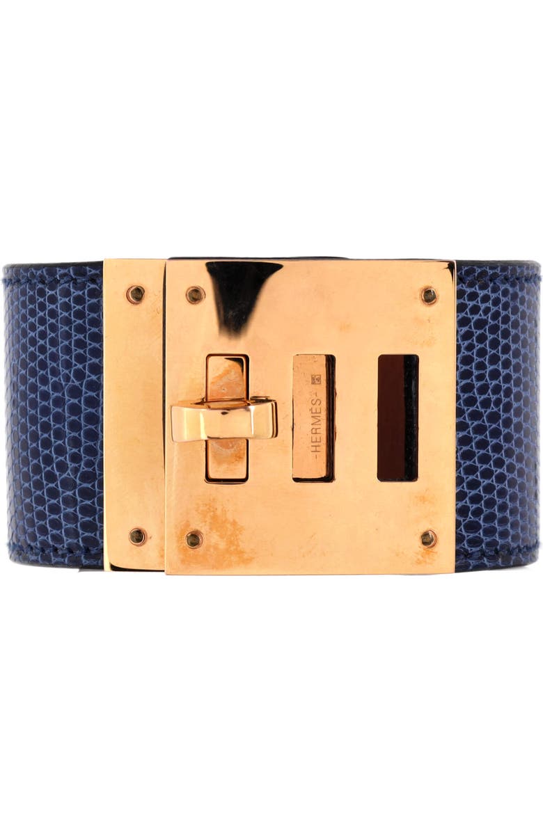 Pre-Owned Hermes Kelly Dog Bracelet Lizard, Main, color, Blue