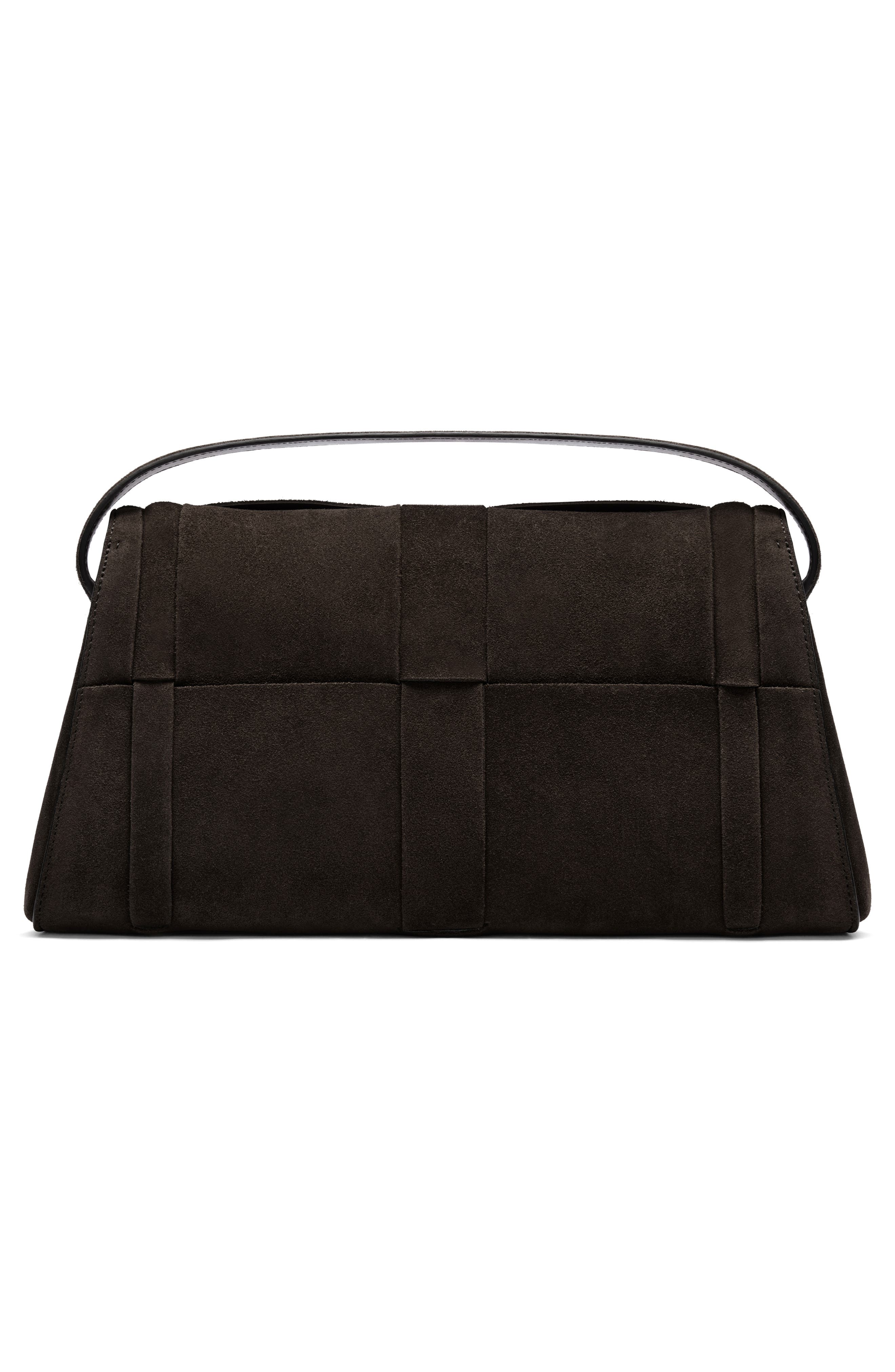 N134 The Florence Woven Suede Top Handle Bag, Alternate, color, DARK CHOCOLATE