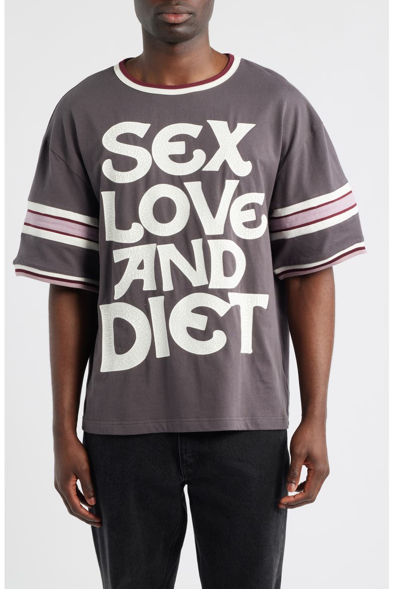 Sex, Love & Diet Oversize Graphic T-Shirt, Main, color, VINTAGE BLACK/DUSTY ROSE