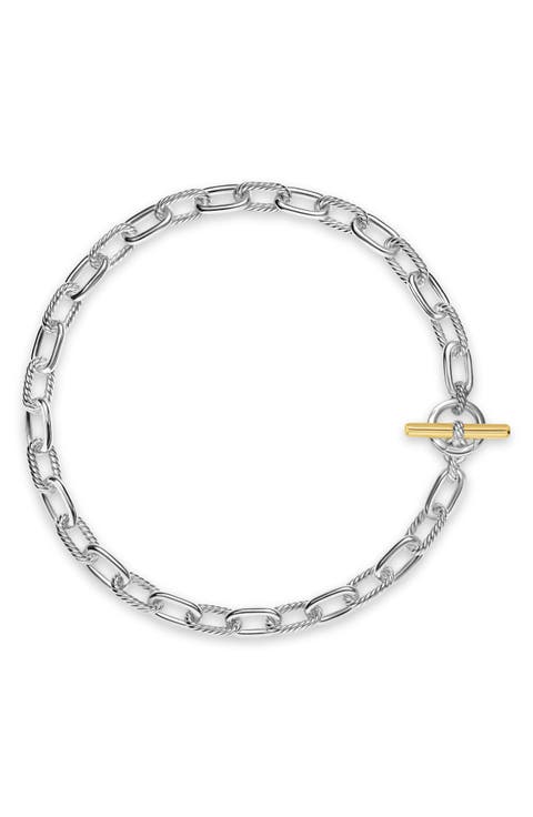 DY Madison® Toggle Chain Necklace in Sterling Silver with 18K Yellow Gold, 11mm
