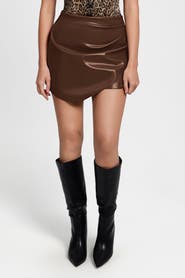 Popilush Shapewear Faux Leather High-Waisted Skort