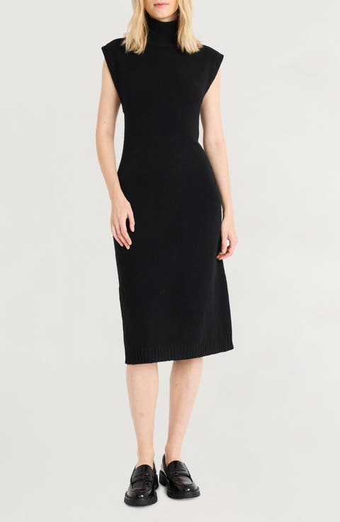 Cap Sleeve Turtleneck Sweater Dress