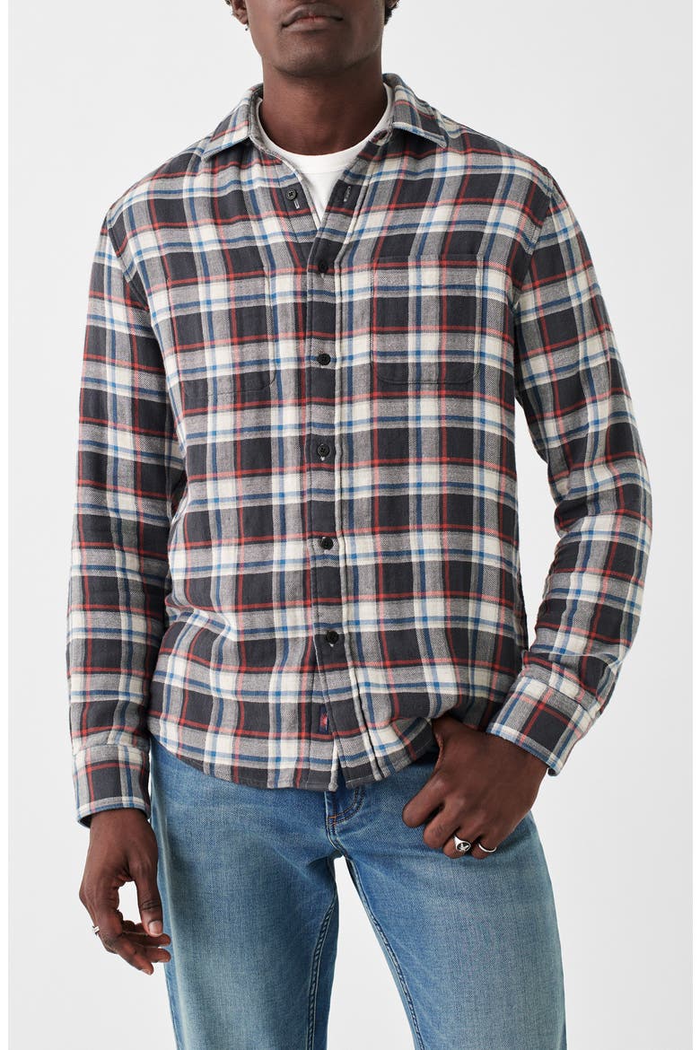 The Reversible Plaid Knit Organic Cotton Button-Up Shirt, Alternate, color, SKULL ROCK PLAID