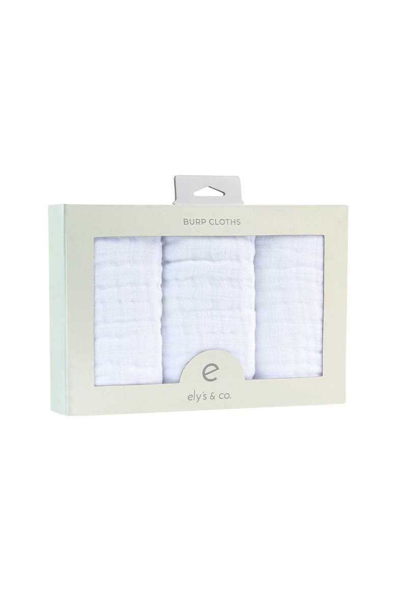 Ely's & Co. Baby Muslin Burp Cloths 3 Pack, Alternate, color, Solid White