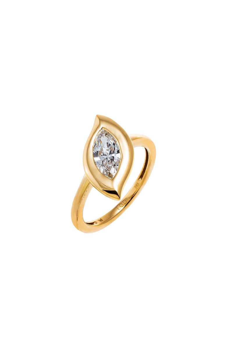 BY ADINA EDEN Lab Grown Diamond Marquise Bezel Sideway Ring 14K, Main, color, 14K Gold