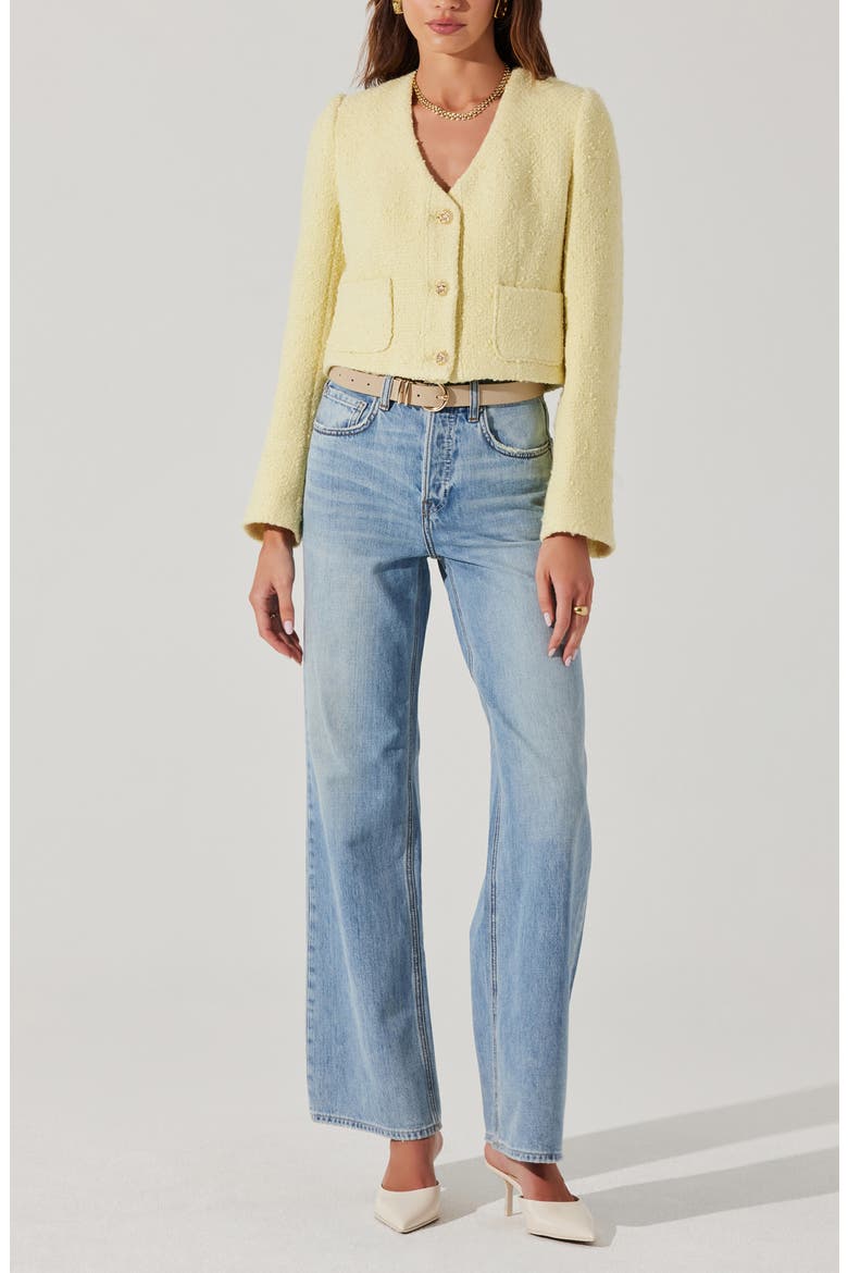 Marleigh Crop Tweed Jacket, Alternate, color, LEMON