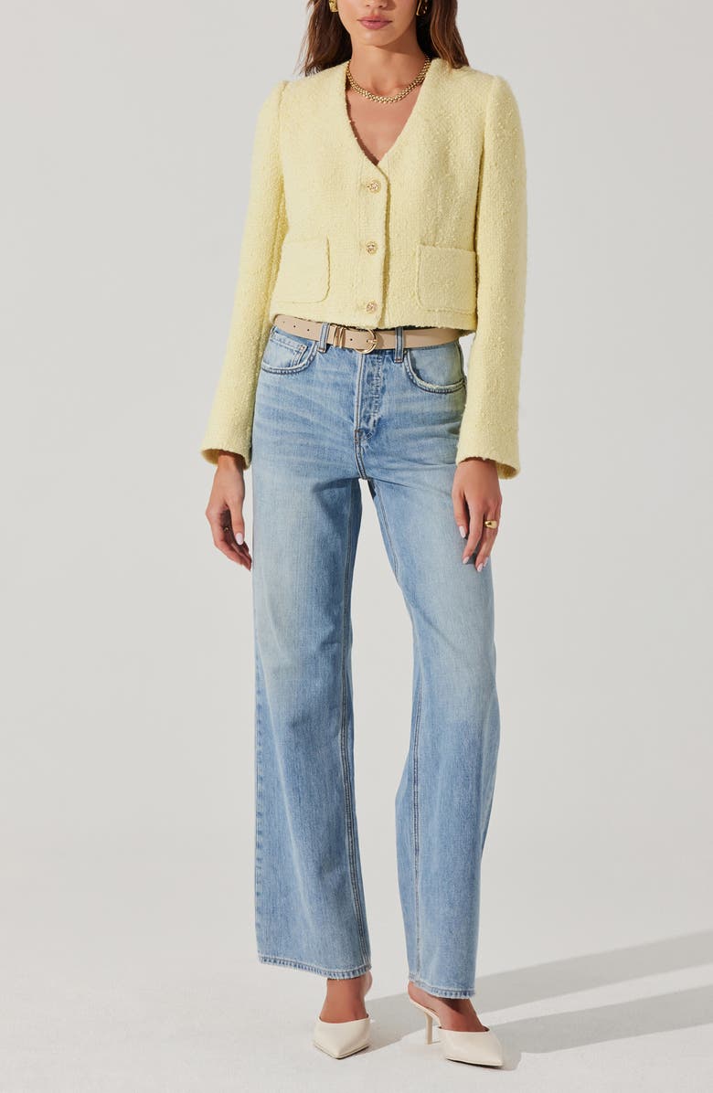 ASTR the Label Marleigh Crop Tweed Jacket, Alternate, color, Lemon