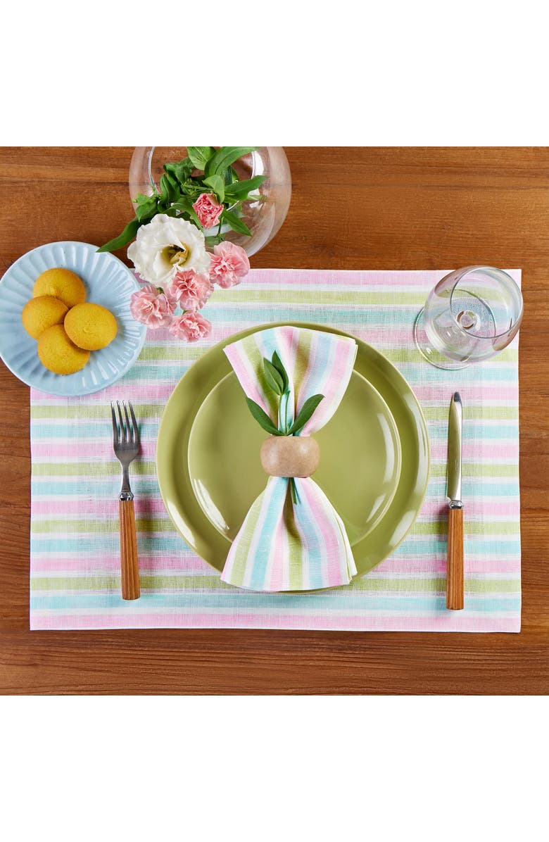 Solino Home Linen Placemats - Palm Beach Stripe, 14" x 19" Inch, Alternate, color, Palm Beach Stripe